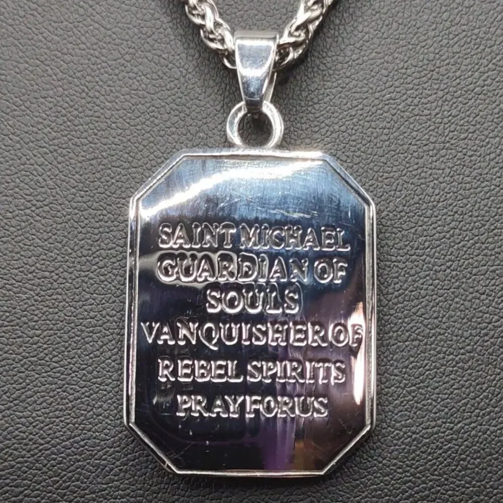Archangel Saint Michael Necklace Stainless Patron Saint Christian Faith Gift NEW